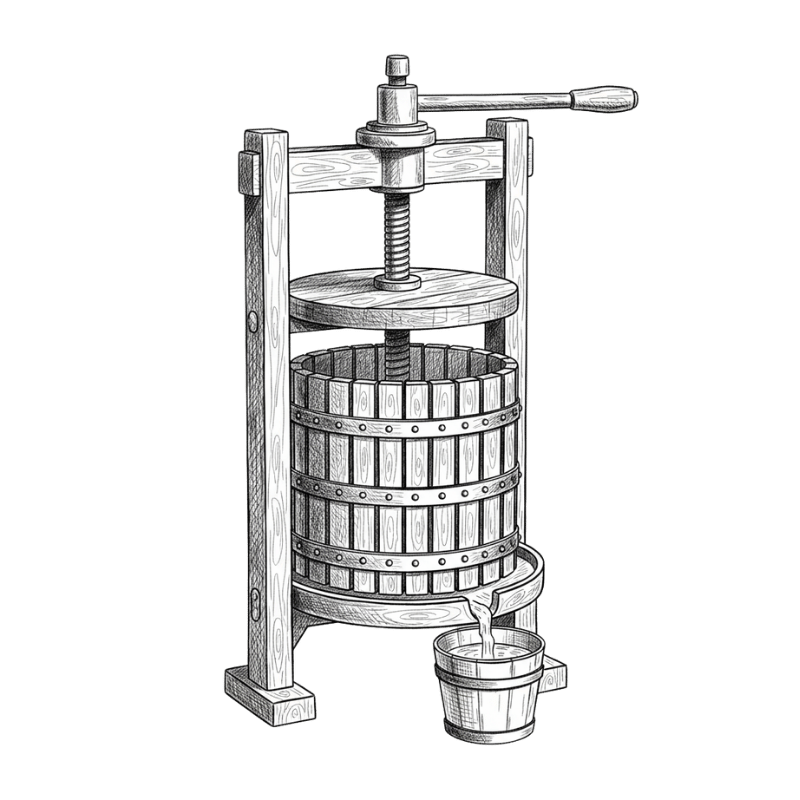 ilustracion prensa de uvas